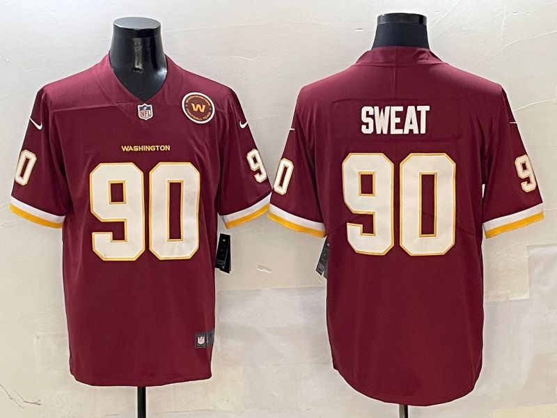 Men Washington Commanders 90 Sweat Red Second generation 2025 Nike Limited NFL Jersey style 4